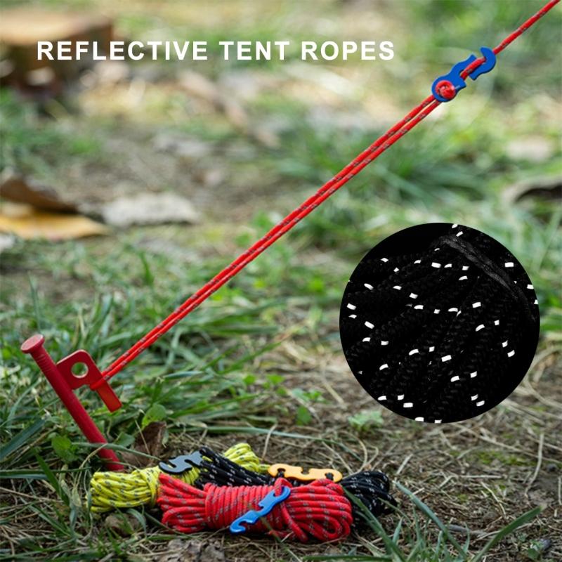 3mm Reflective Tent Guy Rope, 13 Feet Camping Rope Cord Guy Line for Camping Tent Fixation, Travel Backpacks, Outdoor