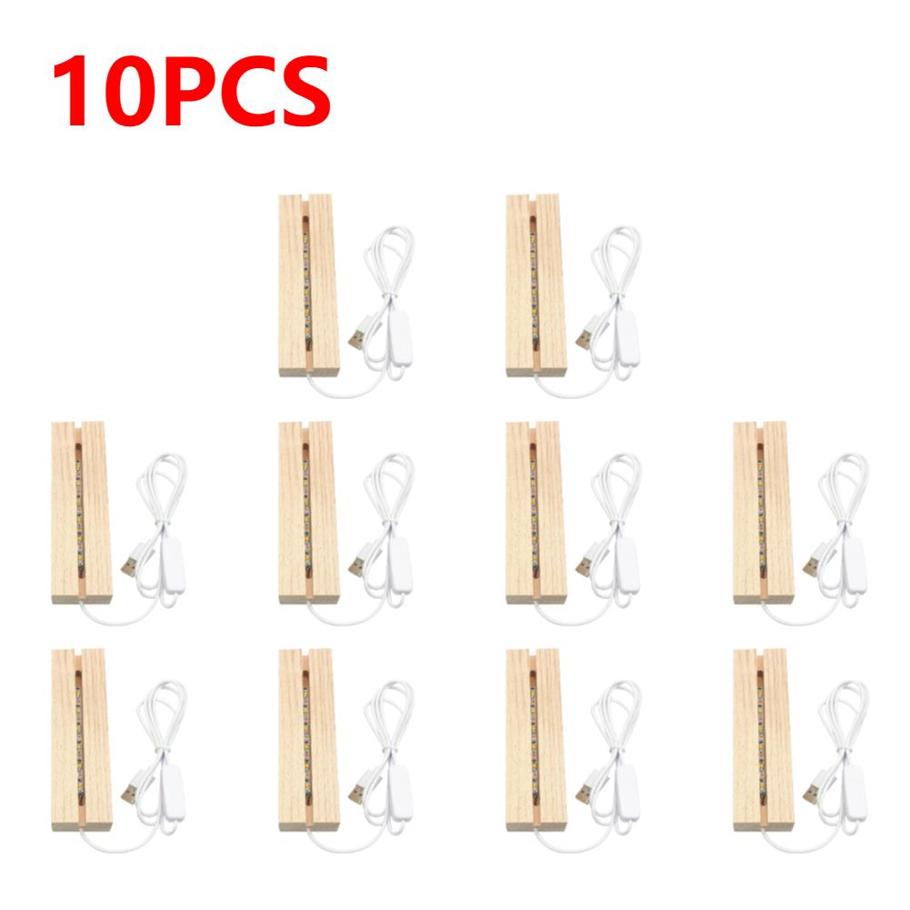 1-10PCS LED Wood Light Display Crystal Wooden Lighted Base Stand Acrylic Light Plate Base USB Wooden Base for Resin Art Light