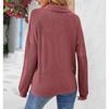 Plus Size Women's New Autumn Lapel Button Solid Color Long Sleeved Top