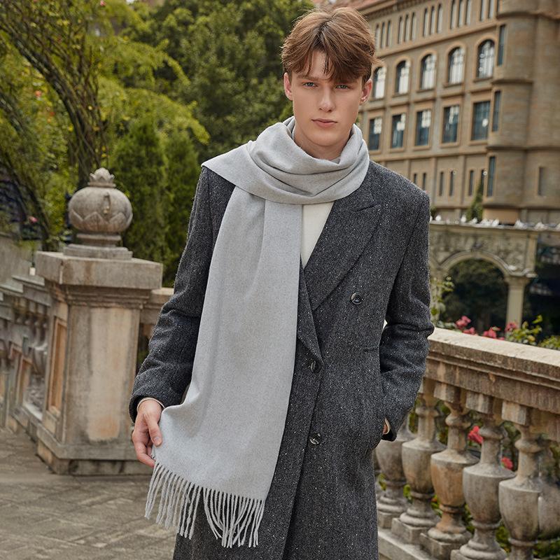 Men's Solid Color Scarf Autumn and Winter New Versatile Wool Scarf Korean Atmosphere Cashmere Scarf Women's Winter Warmth