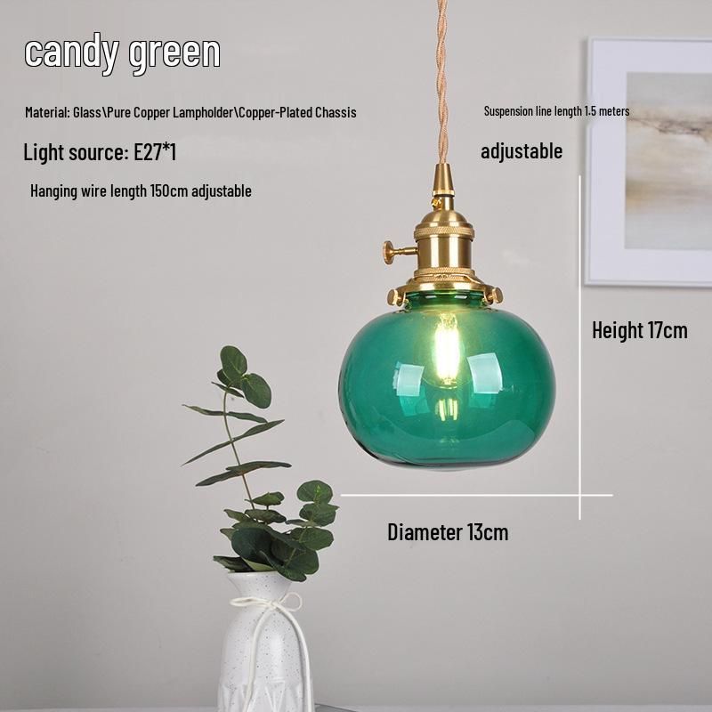 Nordic Retro Brass Glass Pendant Light - Ideal for Bar, Restaurant, Bedside, or Cafe.