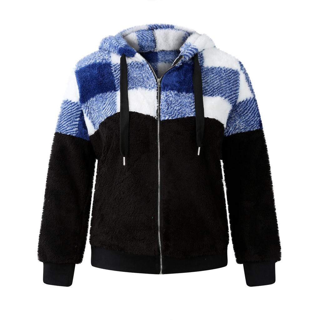 Dámská plyšová bunda s kapucí a kapucí na zip