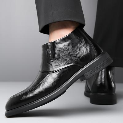 2025 Winter Lederstiefel Herrenschuhe Wasserdichter Stiefel Herren Plüsch Warmhalten Herren Dicksohlige Outdoor Knöchel Schneestiefel Freizeitschuhe