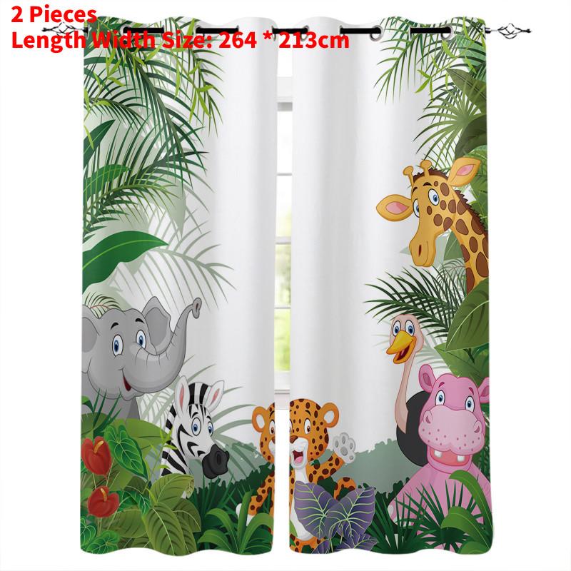 Zoo Curtain Forest Cartoon Children 3d Digital Printing Lightblocking Curtain
