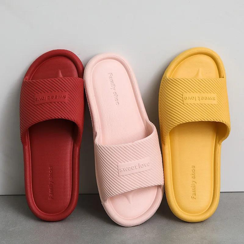 Fashion Summer Bathroom Slippers Men Women Non-slip fashion Slides Indoor House EVA Slippers Woman Couples at Home Happy Flops