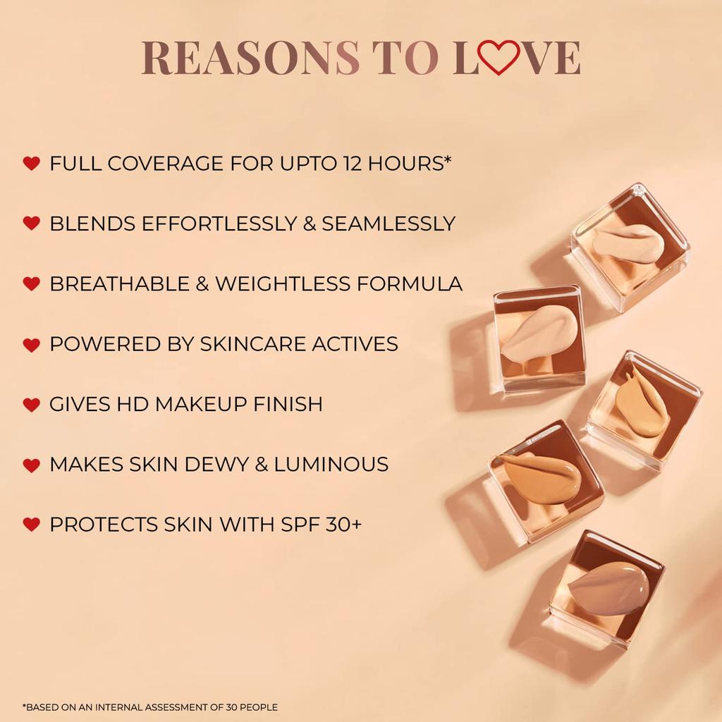 Serum Foundation For Face Makeup With SPF30+ Dewy Finish Full Coverage Waterproof, Sweatproof Foundation For All Skin Types (Natural)