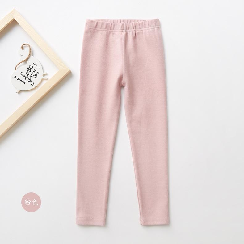 Spring and Autumn Girls' Pants Candy Colored Matte Warm Children's Bottom Pants Cotton Can Be Worn Inside Out Children's Pants