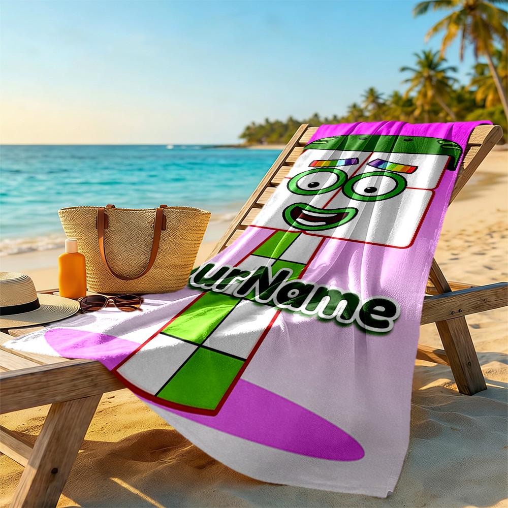 Numberblocks Customizable Name Beach Towel Soft Durable Quick-Dry Ideal for Travel Outdoor Swim Pool Yoga Surf Camping Hiking Gym Gift Holiday