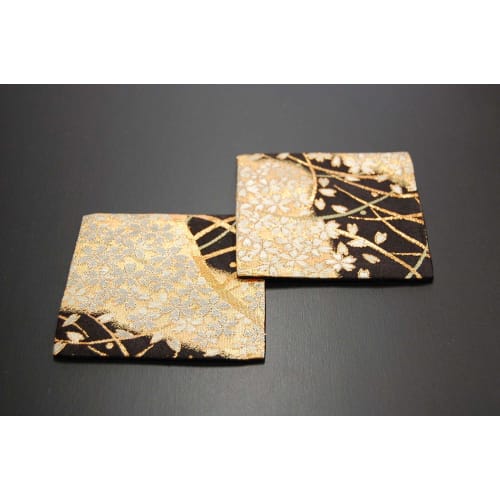 Set of 2 Japanese-style Brocade Kimono Coasters (Miyabi)