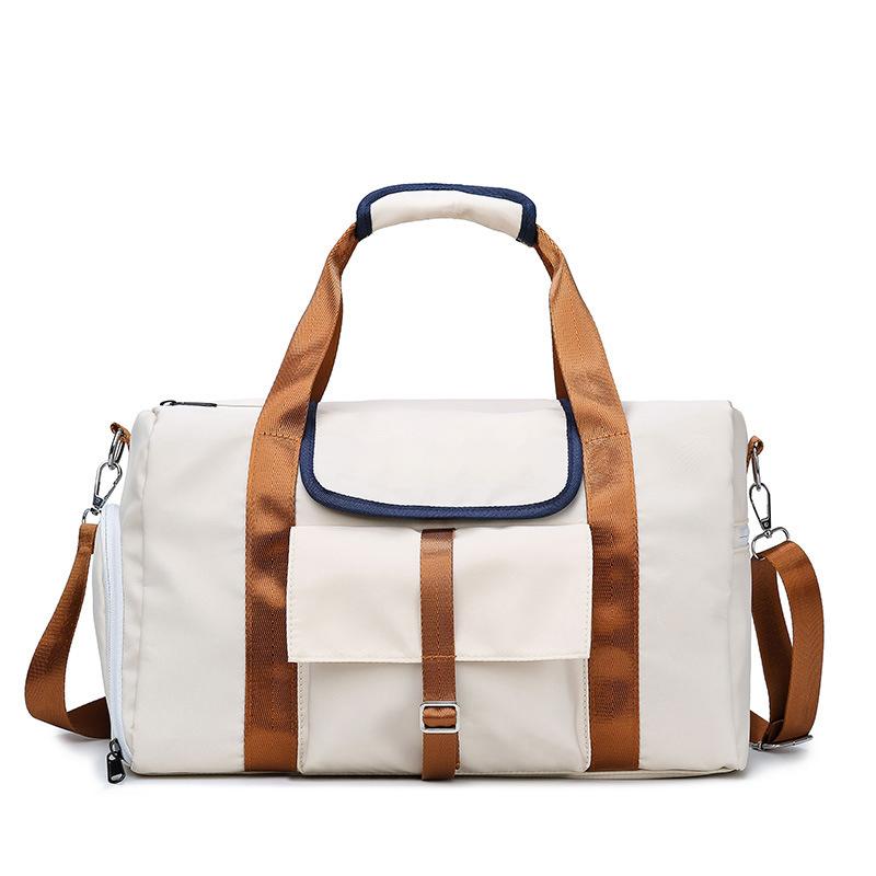 

Color-blocking Fitness Bag, Women s Dry and Wet Separation Shoe Compartment, Sports Luggage Bag, Oxford Cloth Large-capacity Handbag