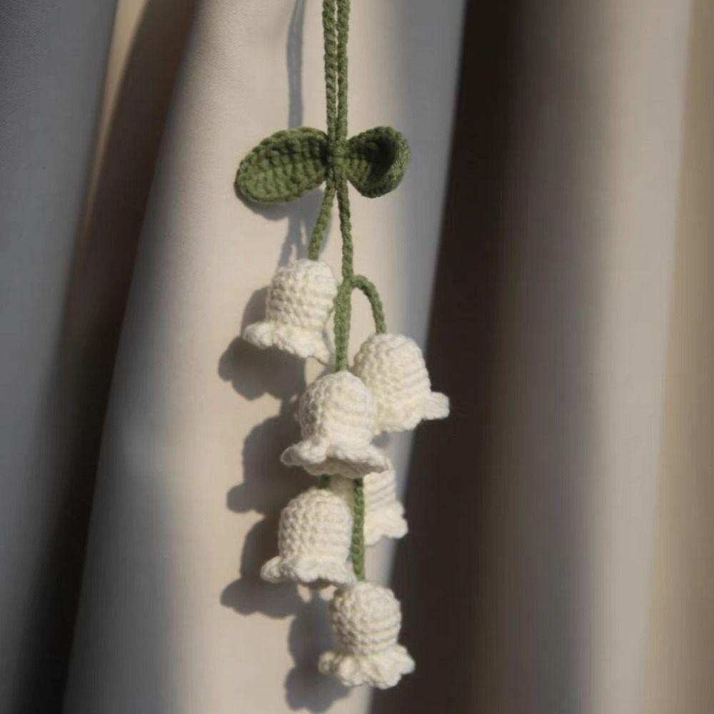 Bellflower Hand Knitted Car Pendant Boho Car Plant Car Interior Hanging Accessories  Bag