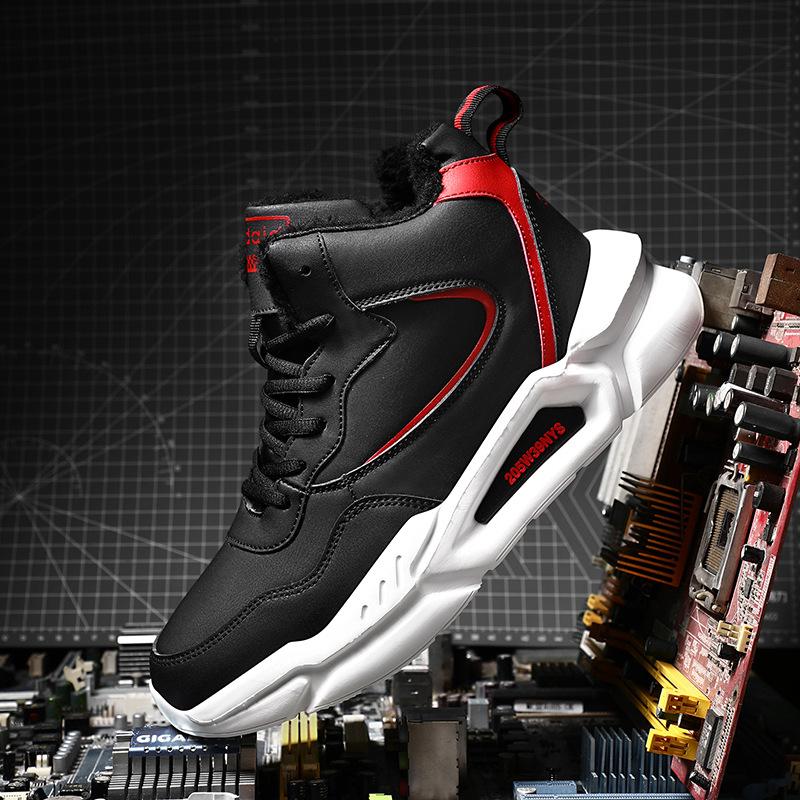 Winter velvet high-top sports shoes men's large size warm two cotton shoes couple versatile casual shoes children