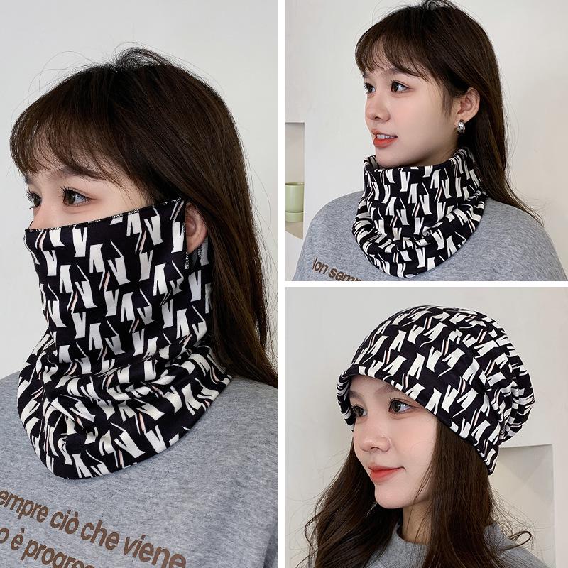 Women's Autumn & Winter Plush Face Mask Neck Protector: Windproof, Warm, and Versatile Scarf Set for Outdoor Cycling