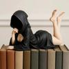 3pcs Halloween Girl Statue Women Sitting Figure Ornaments Mysterious Statue Gothic Death Black Robe Queen Bookshelf Sculpture