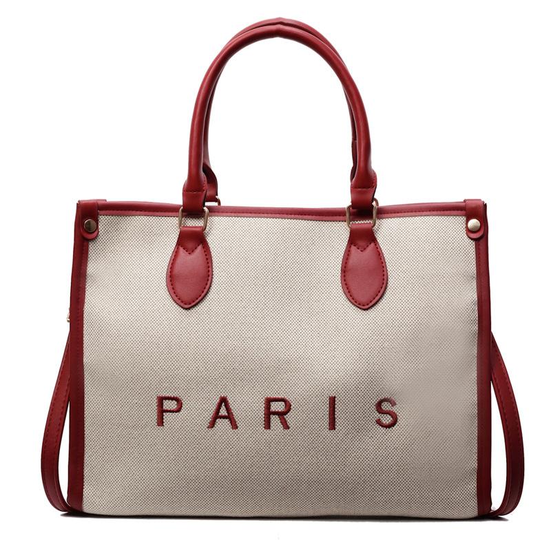 

Сумка женская большой вместимости портативная для переноски тоут сумка ретро мода универсальная для поездок женская на плечо через плечо бордовый