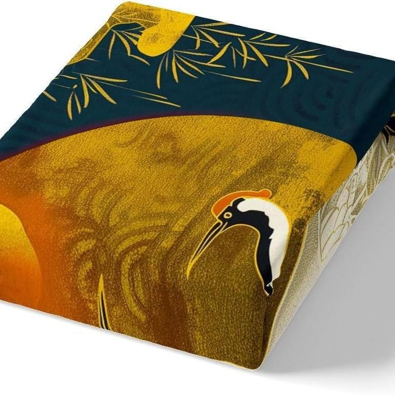 Crane Duvet Set Japanese Tree Bedding Three-Piece Room Decoration Animal Ukiyo-E Style Quilt Cover