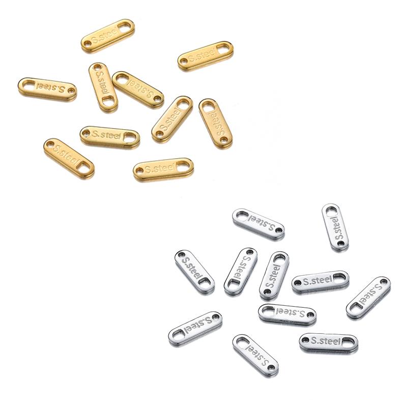 20 50pcs/bag Gold Square Stainless Steel Tail Chain Extension Pendants Lobster Clasps Connectors Charms For DIY Jewerly Making