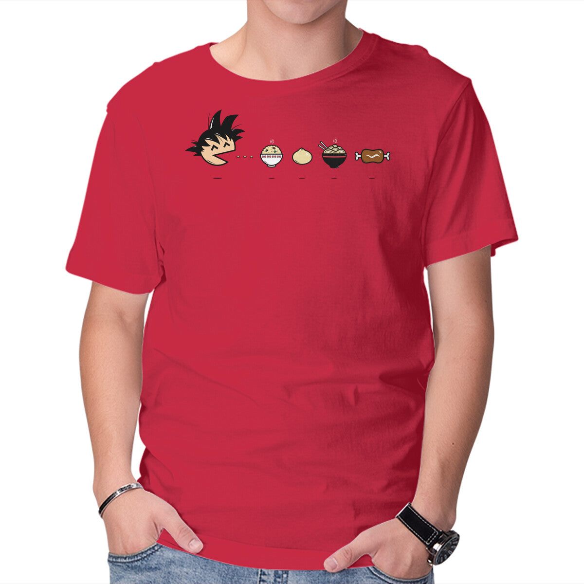 Unisex Crew Neck T-Shirt Pac-Goku Graphic Short Sleeve Casual Tee XS