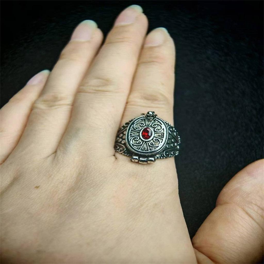 Nepalese Ghau Box Ring Handmade Alloy Jewelry Symbolizing Protection and Good Fortune for Fashion Enthusiasts