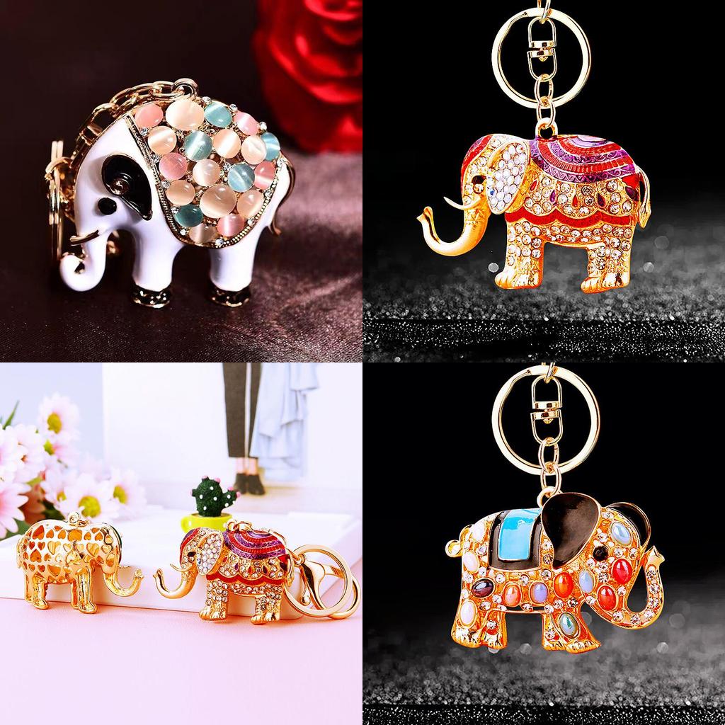 Charming Rhinestone Elephant Car Keychain Stylish Metal Pendant For Unique Gift Ideas