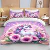 Cute Cartoon Unicorn Print Bedding Set Duvet Cover 1 Duvet Cover 2 Pillowcases Adult and Children Bedding Set Luxury Grils Gift