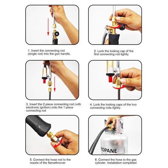 Propane Torch Weed Burner Kit High Output Long Short Mode Propane Torch Self Igniter Turbo Trigger Flamethrower with 10FT Hose for Weeding Melting