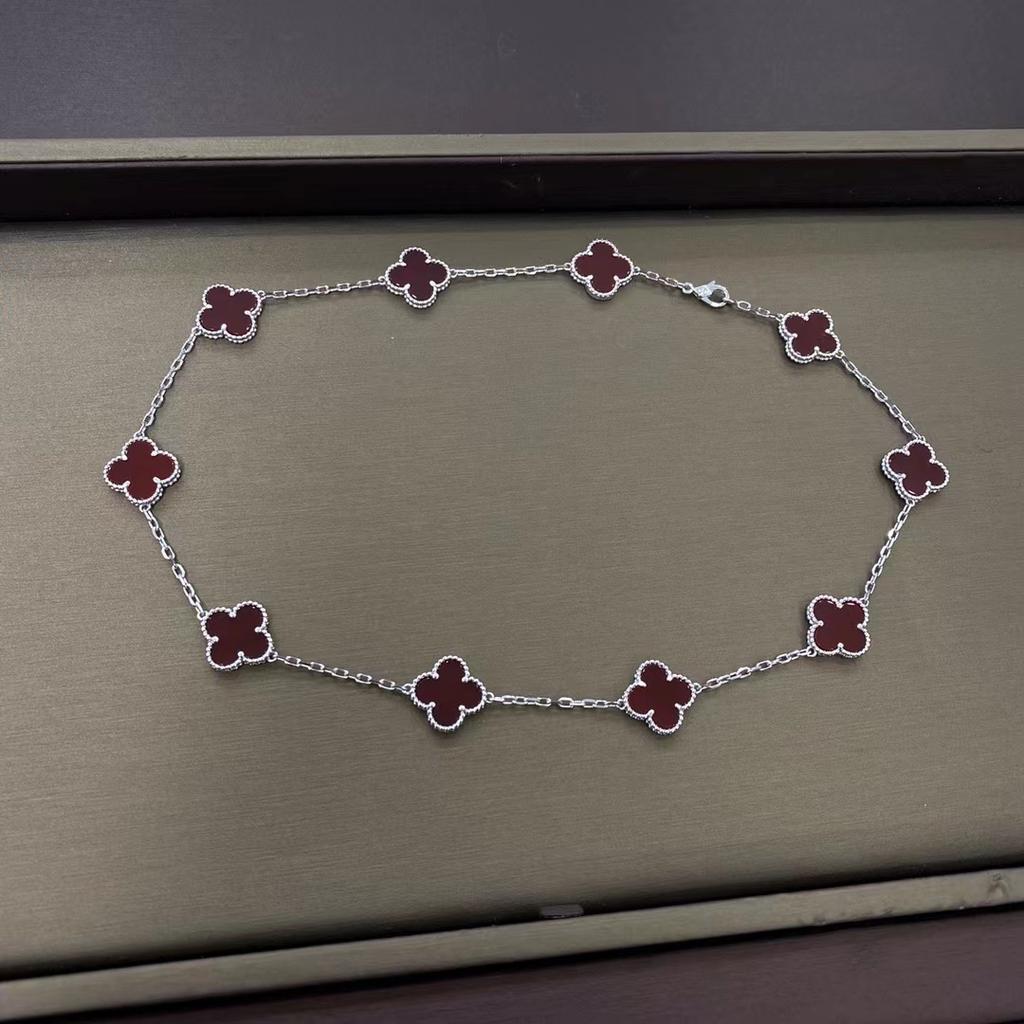 High Version of The Ten-flower Necklace Lucky Four-leaf Clover 10-flower Necklace Clavicle Chain Agate Women's Necklace