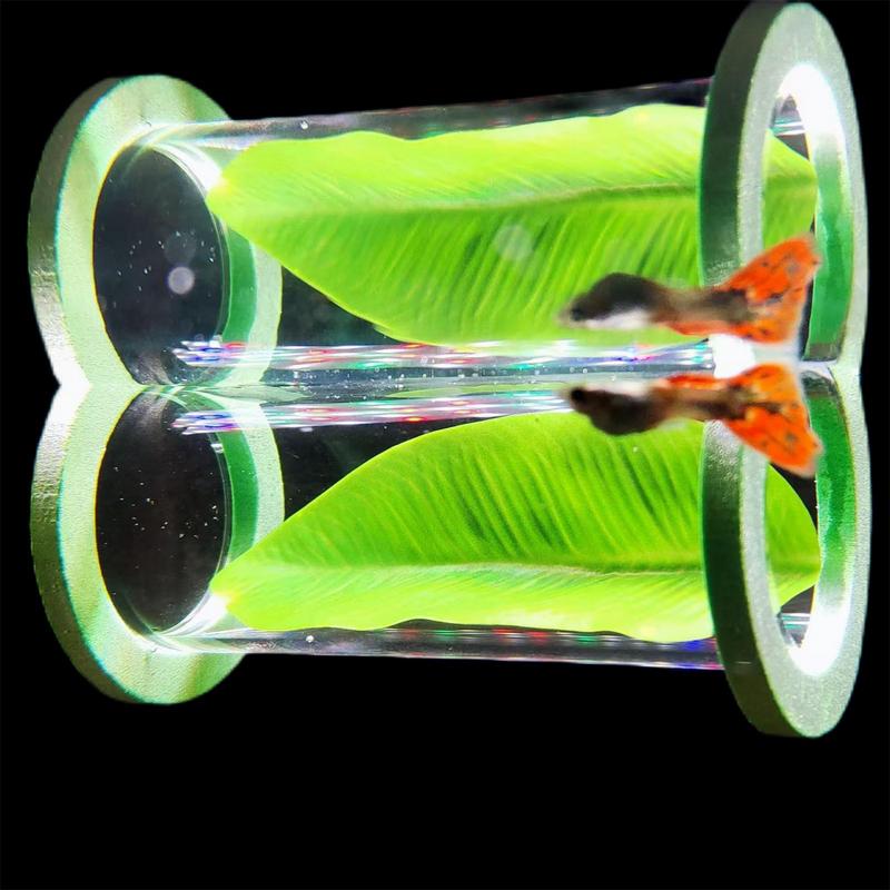 Betta Cave Betta Habitat With Leaf Floating Acrylic Tunnel For Small Fish Shrimp Guppy Enrichment Hiding Exercise Resting