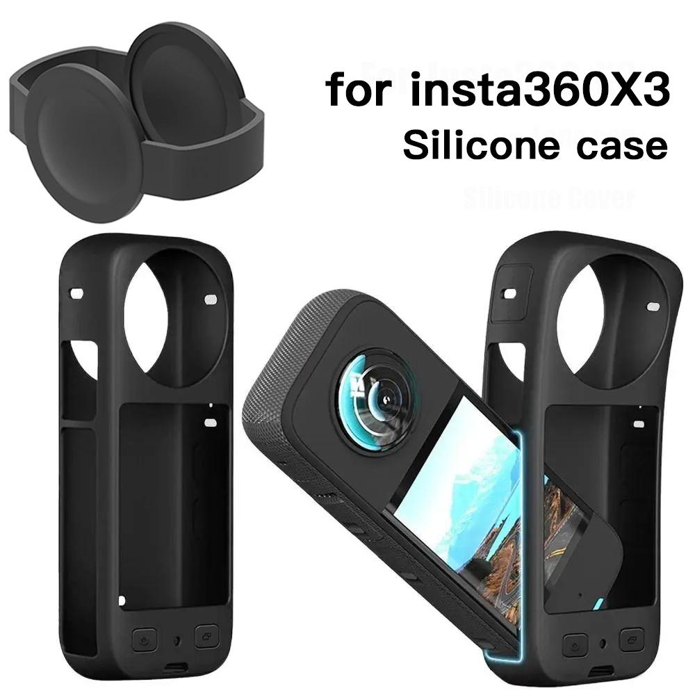 Silicone Cover Case Fit for Insta360 X3 Panoramic Action Camera Protector Sleeve Cover for Insta 360 X3 Anti-scratch Accessories
