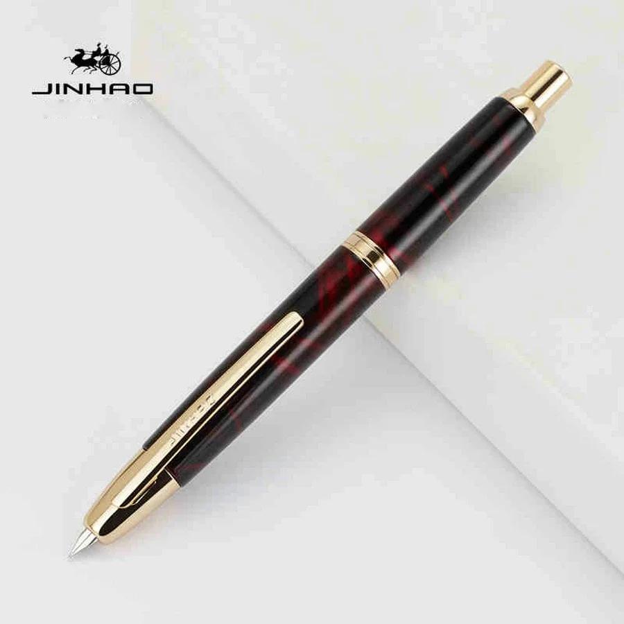 JINHAO 10 Druck-Einziehbare Füllfederhalter EF/F Feder Handpoliert Rosa Tinte Stift mit Konverter Büro Schulbedarf A1