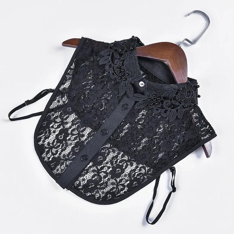 

Элегантные белые кружевные съемные воротники для женщин, цветочные ажурные ложные воротники, рубашка, поддельный воротник, съемный искусственный галстук