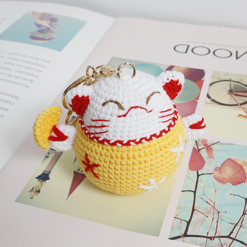 Handmaking Crochet Rabbit Doll Keychain For Gifts Cute Animal Doll Crochet Keychains Knitting Kitten Keyrings Custom