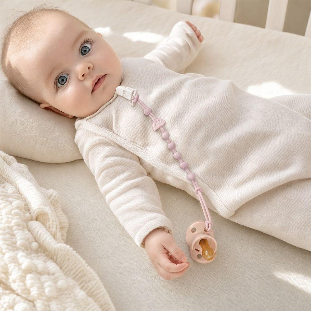Anti-Lost Baby Pacifier Clip Solid Color Dummy Chain Silicone Pacifier Chain Newborn Infant Baby
