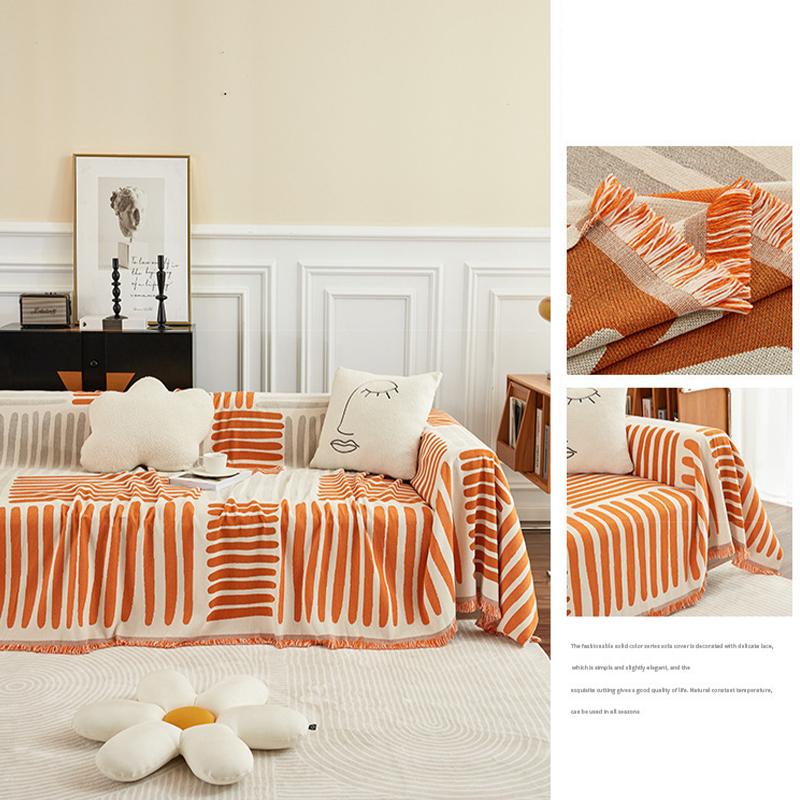 Chenille Sofa Möbel Handtuch Doppelseitig Einfach zu Bedienen Stil Quaste Rand Couch Abdeckung Rutschfest Katzenkratzfest Camping Decke Sofa Abdeckung