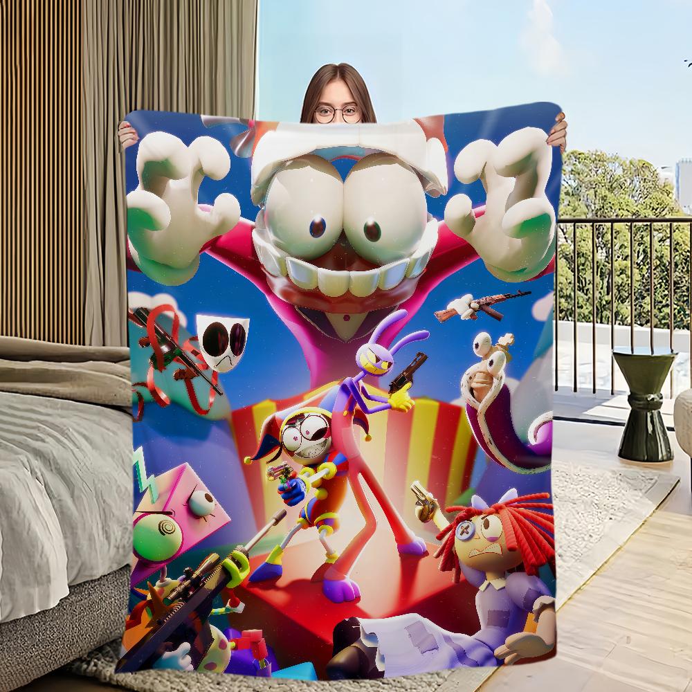 Funny Cartoon Fanart Cute D-Digital C-Circus Flannel Warm Soft Plush Blanket for Sofa Living Room Hogar Bedroom Travel Gift Home