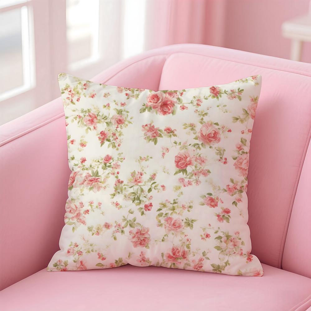 

Fresh Flowers And Fresh Family Style Cushion Cover Linen Pillowcase Cover Soft Decor for Sofa Home Room 30X30cm