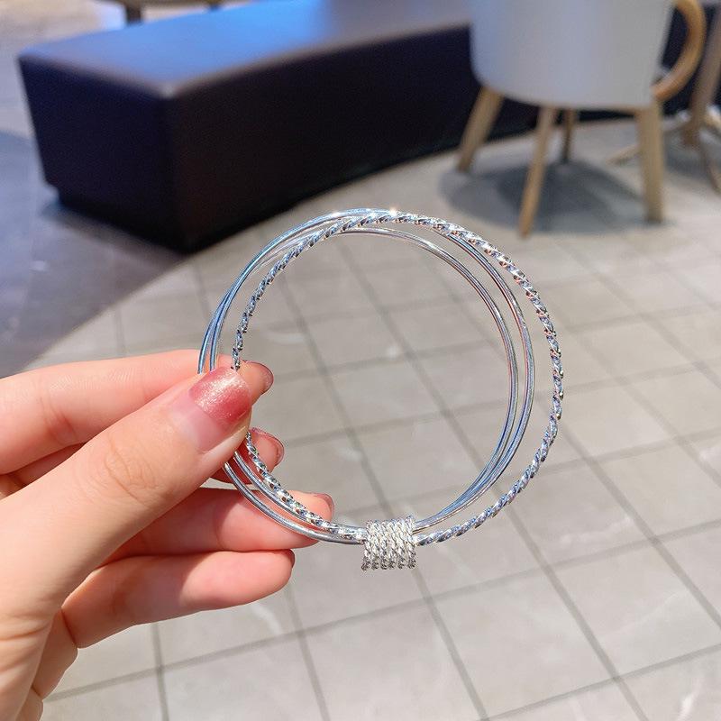 Three-Coil Pure Silver Plated Bracelet: Three Rings, Three Lives, Three Worlds Fashion Jewelry