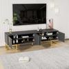 TV Cabinet, Lowboard with Textured Door, TV Furniture, Golden Handles and Golden Feet. [OLD SKU: WF5308990SAA]