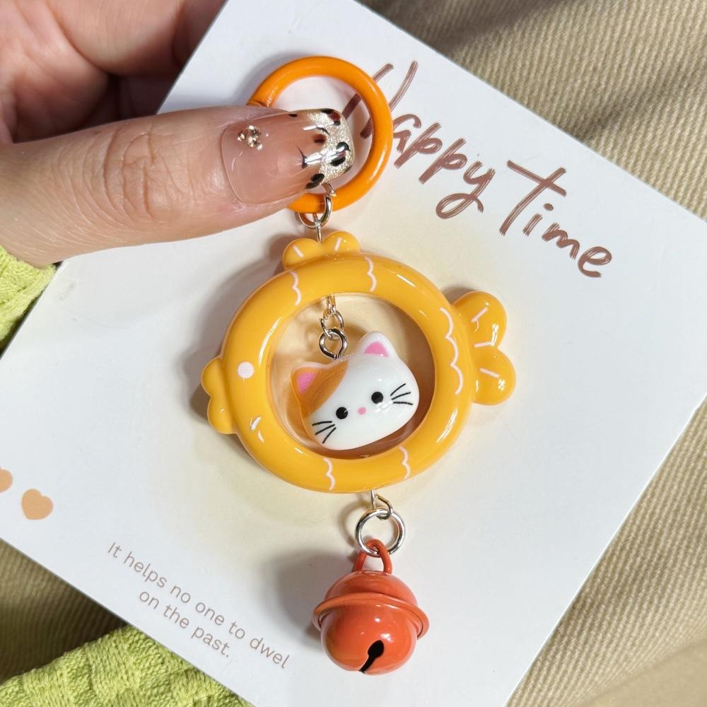Cat Cat Fish Key Ring Color Three-dimensional Bell Pendant Original Cute Girlfriends Couple Gift Bag Accessories
