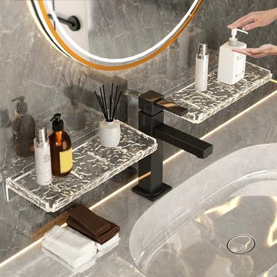 Badezimmer-Aufbewahrungsregal, klares Acryl-Wellen-Design, leicht zu reinigen, platzsparender, an der Wand montierter Seifen-Organizer für Badezimmer