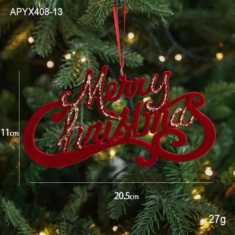 Exquisite Christmas Red Velvet Bow Snowflak Elk Bell Pendant Christmas Tree Hanging Ornament 2026 New Year Party Home Decoration