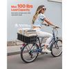 SucceBuy Rear Bike Basket Medium Bicycle Basket with Cargo Net Liner & Waterproof Cover for Adult Carrying Pets Fruit & Grocery