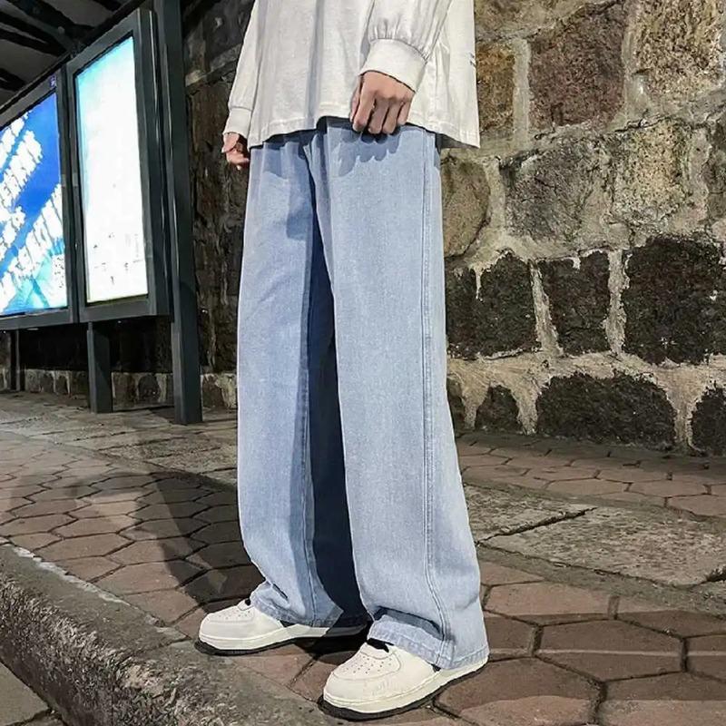 Móda Pánské Jednobarevné Džíny Volné Rovné Korejské Vintage High Street Hip-hop Y2K Ležérní Denní přetahovací široké kalhoty