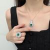 Luxury Women's Jewelry Set: Colored Gemstone Necklace, Simulated Emerald Earrings & Emerald Ring