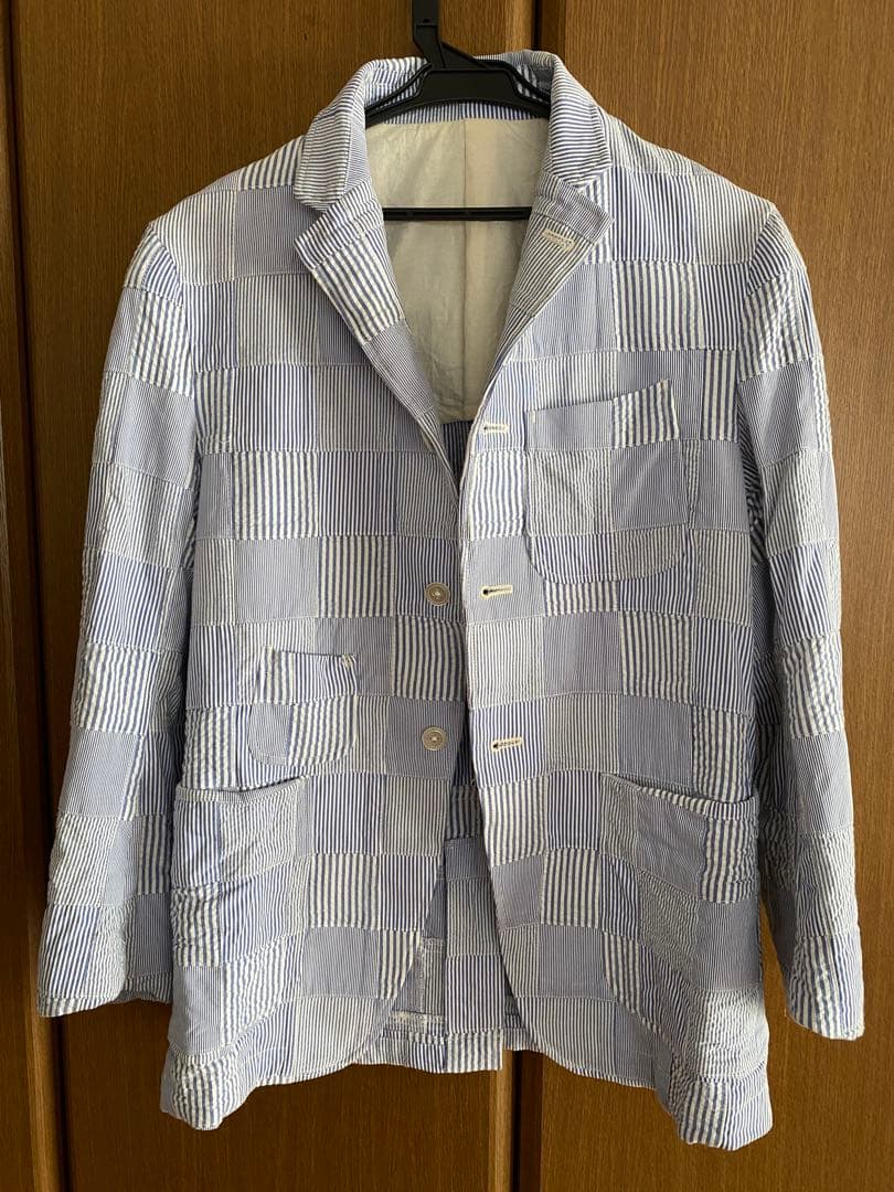 

[Б/У] WASTE TWICE&CO Синий в белую полоску приталенный пиджак