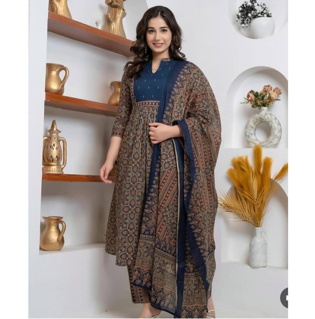 Women Designer Cotton Salwar Suit Kurti Indian Bollywood Top Tunic Salwar Kameez