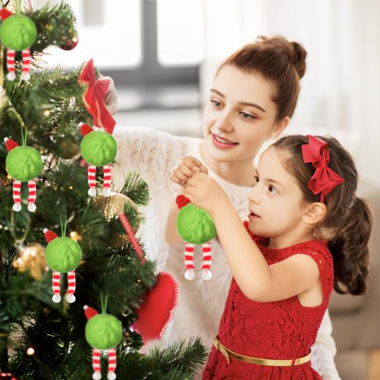 6Pcs Christmas Tree Pendant Striking Design Furry Christmas Furry Ball Decoration Hanging Ornament Seasonal Home Accents