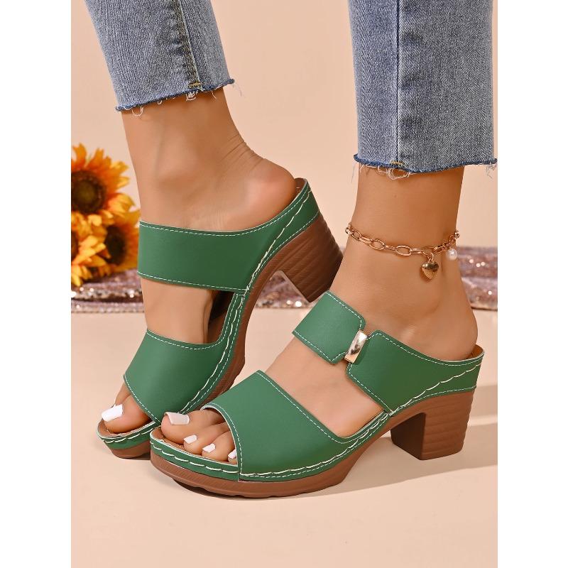 Casual Slingback Slides Shoes Women Summer Lightweight Hollow Sandals High Heels New Dress Chunky Open Toe Slippers Female