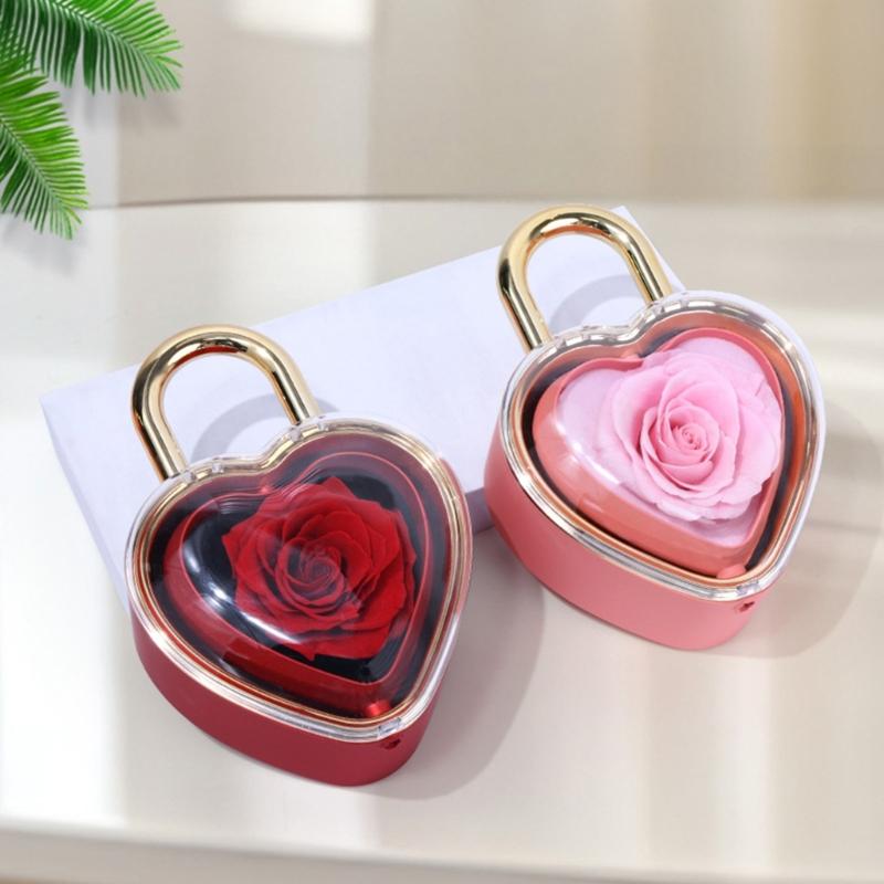 Decorative Heart Shaped Jewelry Gift Box with Key for Ring Presentation, Jewelry Storage, Vanity Display and Proposal Use