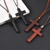 Unisex Retro Brown & Black Wooden Cross Pendant PN-1278